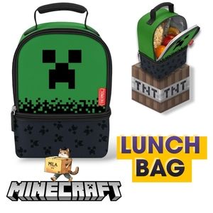 Thermos Kid's Minecraft Reusable Dual Compartment Soft Insulated Lunch Bag Tote